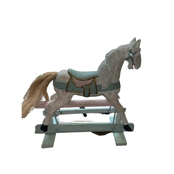 Antique Vintage Wooden Carved Carousel Rocking Horse Child Paint Decorated - Picture 1 of 9